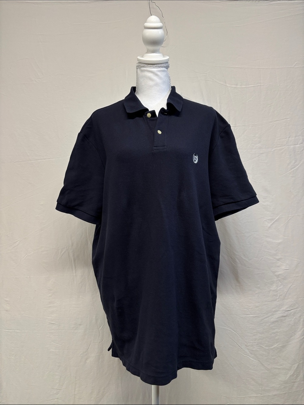 Chaps Navy Polo Shirt with Embroidered Crest